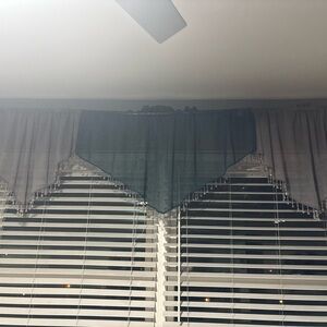 Elegant Gray and Blue Window Valance